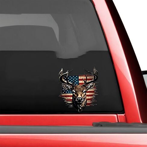 2 PCS Flag American Flag Buck Deer Sticker ، ملصق Vinyl Secal للسيارة ، الشاحنة ، الكمبيوتر ، الجدار ، أي سطح أملس نظيف in Saudi Arabia