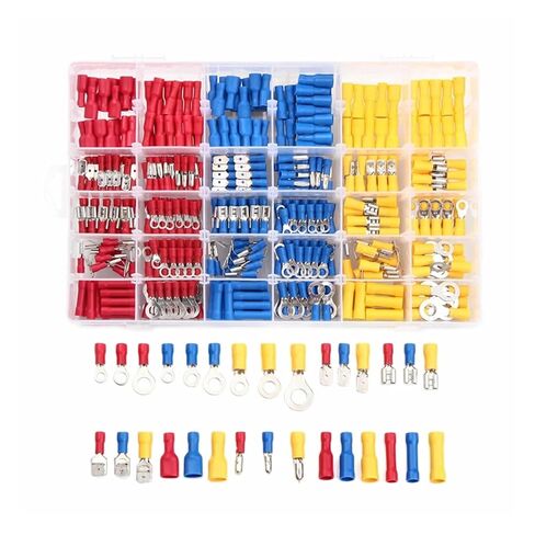 140 Pieces Assorted Spade Terminal Ring Fork Lug Crimp Butt Connector Insulated Wire and Cable Connector kit in Kuwait