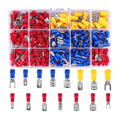 140 Pieces Assorted Spade Terminal Ring Fork Lug Crimp Butt Connector Insulated Wire and Cable Connector kit in Kuwait