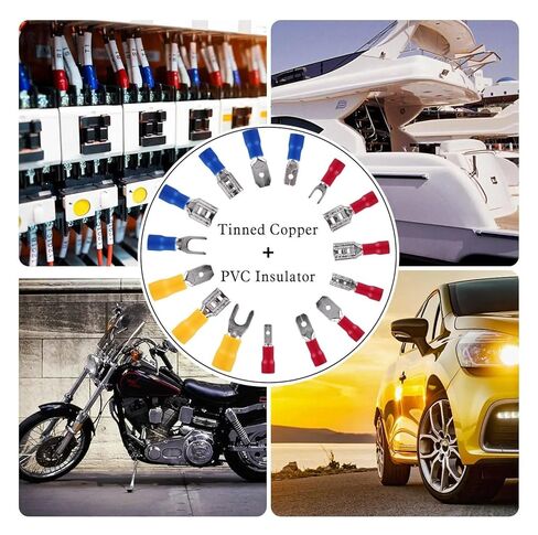 140 Pieces Assorted Spade Terminal Ring Fork Lug Crimp Butt Connector Insulated Wire and Cable Connector kit in Kuwait