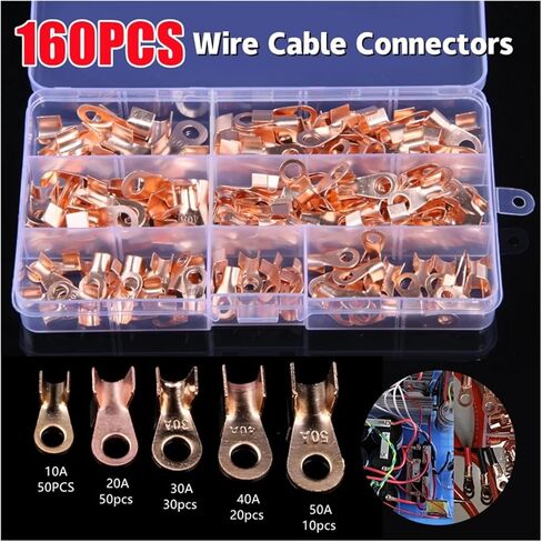 160 PCS COPPER COPPER CABLE CABLE CONNECTOR TERMININAL OPEN LUG WIR in Kuwait