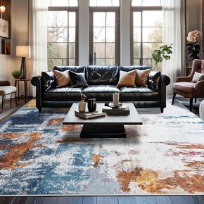 سجادة منطقة 8 × 10 سجاد قابل للغسل، سجادة منطقة مجردة حديثة ناعمة غير قابلة للانزلاق وغير قابلة للتساقط، سجاد أرضية مقاوم للبقع من الصوف الصناعي لغرفة المعيشة وغرفة النوم وغرفة الطعام وغرفة الأطفال والمكتب المنزلي (رمادي) in Kuwait