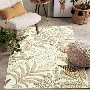 Ultra Thin 3x5 Small Entryway Rugs Indoor Doormat Stain Resistant, Vintage Floral Botanical Plants Throw Area Rugs for Bedroom Kitchen Living Room, Retro Khaki Bathroom Rugs Non Slip in Saudi Arabia