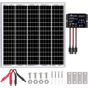 Solperk Solar Panel Kit 50W 24V ، جهاز تحكم ذكي 10A PWM ، شاحن بطارية شمسي في الهواء الطلق في الهواء الطلق لركوب البحرية في سيارة RV Car Boat Tract in Kuwait