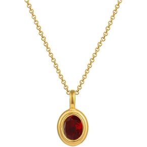 OIDIMS Vintage Red Gemstone Pendant Necklace For Women Statement Stainless Steel Elegant Trendy Ellipse Crystal Adjustable Link Choker Chain Necklaces Boho Birthday Wedding Anniversary Fashion Gift in Saudi Arabia