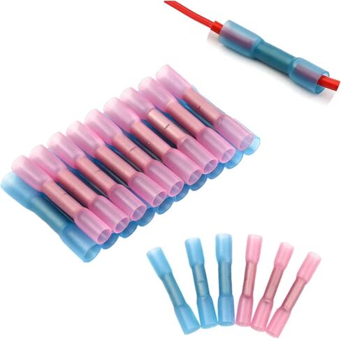 120 PCS الأسلاك الحرارية المحطة تقليص بعقب تجعيد كهربائي حمراء مقاومة للماء بالكامل إكسسوارات السيارة المعزولة بالكامل 0.5-2.5mm2/18-22 AWG in Kuwait