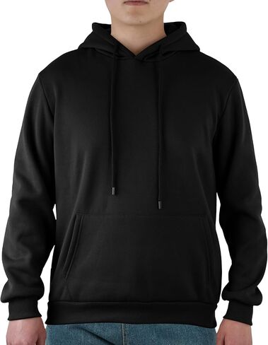 Mens Hooded Sweatshirt Casual Long Sleeve Fleece Hoodies Drawstring Workout Pullover with Kanga Pocket in Saudi Arabia