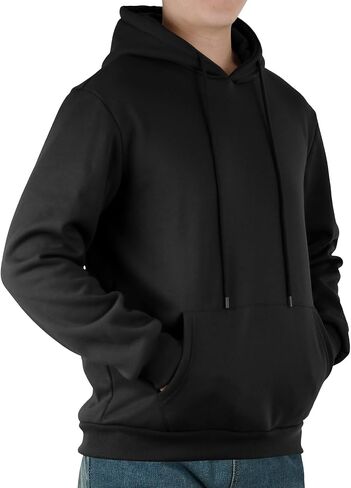 Mens Hooded Sweatshirt Casual Long Sleeve Fleece Hoodies Drawstring Workout Pullover with Kanga Pocket in Saudi Arabia