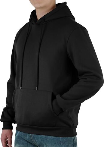 Mens Hooded Sweatshirt Casual Long Sleeve Fleece Hoodies Drawstring Workout Pullover with Kanga Pocket in Saudi Arabia