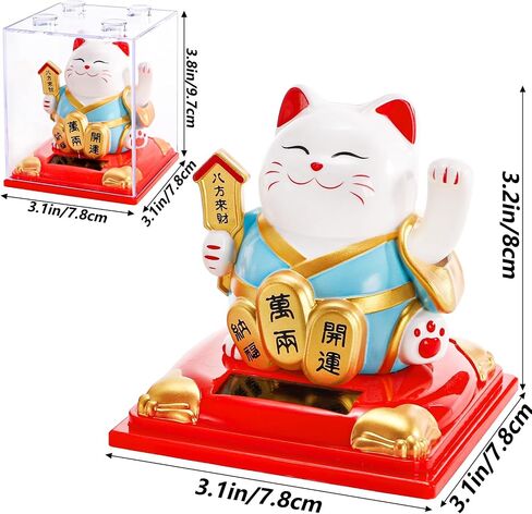 youeon 2 Pack Arm Lucky Cat Traving Arm ، قطة صغيرة تلوح بالطاقة الشمسية ، القطط الحية والرطبة والترحيب ، Maneki Neko كديكور حظ سعيد للمنزل ، المكتب ، سيارة ، متجر ، مطعم in Saudi Arabia