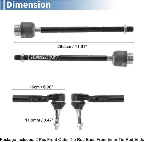 X AUTOHAUX 6pcs Front Inner Outer Tie Rod Ends Kit Suspension Steering Tie Rod End with Boot for Pontiac G6 for Chevrolet Malibu Drag Link No.ES800086 in Saudi Arabia