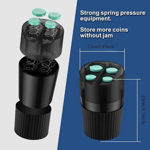 حامل العملة للسيارة ، منظم عملة محمولة للسيارات العالمية ذات السعة الكبيرة ، يناسب معظم المركبات وشاحنات الكأس ، وتخزين موزع الموزع للربع ، والبنسات ، الدايم ، النيكل (أربع عملة) in Kuwait