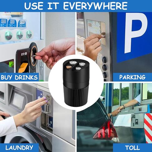 حامل العملة للسيارة ، منظم عملة محمولة للسيارات العالمية ذات السعة الكبيرة ، يناسب معظم المركبات وشاحنات الكأس ، وتخزين موزع الموزع للربع ، والبنسات ، الدايم ، النيكل (أربع عملة) in Kuwait