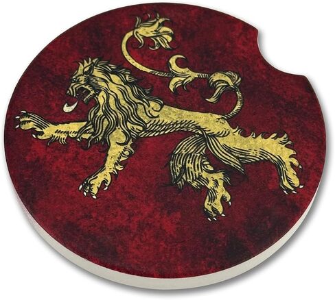 Elektroplate Officially Licensed Game of Thrones House Lannister Lion Automotive Ceramic Coasters (2.6" diameter) | Universal Fit for Cars, Trucks, SUVs, & More | Absorbent Non-Slip Durable | Set of 2 in Saudi Arabia