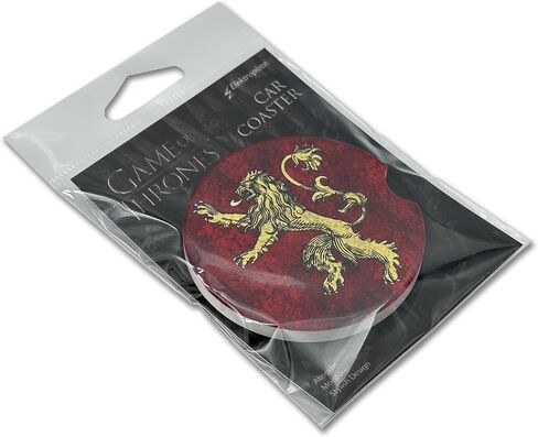 Elektroplate Officially Licensed Game of Thrones House Lannister Lion Automotive Ceramic Coasters (2.6" diameter) | Universal Fit for Cars, Trucks, SUVs, & More | Absorbent Non-Slip Durable | Set of 2 in Saudi Arabia