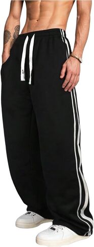Men's Striped Stacked Sweatpants Y2k Drawstring Waist Colorblock Designer Pants Streetwear in Kuwait