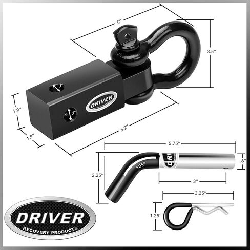 2 Inch Shackle Hitch Receiver with 5/8" Hitch Pin - 5-Ton (10,000 Pound) Towing Capacity Accessory with 3/4" D-Ring in Kuwait