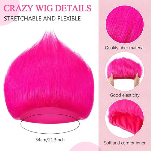 Funny Wig Hairy Costume with Tutu Skirt and Heart Sticker Funky Hairband Crazy Wig for Halloween Cosplay Party in Kuwait