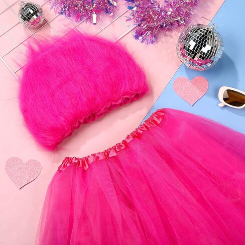 Funny Wig Hairy Costume with Tutu Skirt and Heart Sticker Funky Hairband Crazy Wig for Halloween Cosplay Party in Kuwait