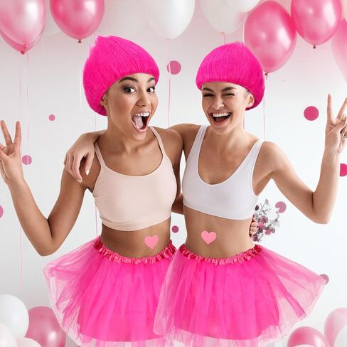 Funny Wig Hairy Costume with Tutu Skirt and Heart Sticker Funky Hairband Crazy Wig for Halloween Cosplay Party in Kuwait