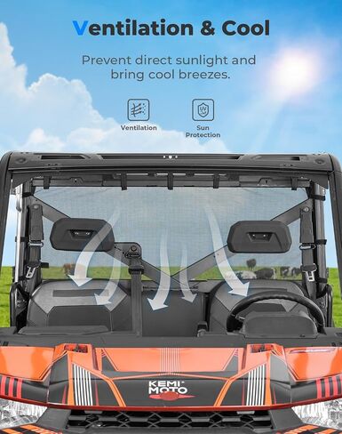 Kemimoto UTV Sunshade النافذة الخلفية الناعمة الشبكة المتوافقة مع Polaris Ranger 1000 XP/ Crew 2017-2025 ، Ranger XP 900/ XP 570/ Crew 900 ، Pro in Saudi Arabia