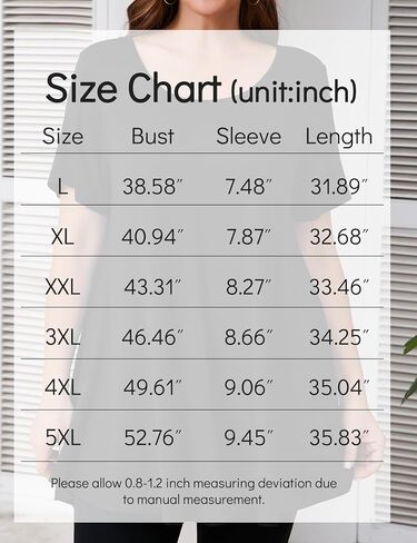JollieLovin Women Plus Size Short Sleeve Summer Long Tunic Tops Loose Fit T-Shirt to Wear with Leggings(L-5X) in Kuwait