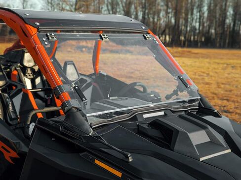SuperATV Scratch-Resistant Flip Windshield for 2022-2024 Polaris RZR Pro R 4 | Can be Closed, Vented, or Fully Open | Hard Coated | 250X Stronger than Glass | Designed for Year-Round Riding in Saudi Arabia