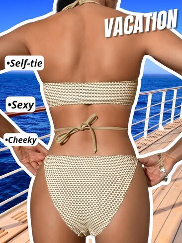 نساء مثير هالة Bandeau مجموعات بيكيني ، o حلقة الشبكة السمكة السمكة بلا حمال in Kuwait