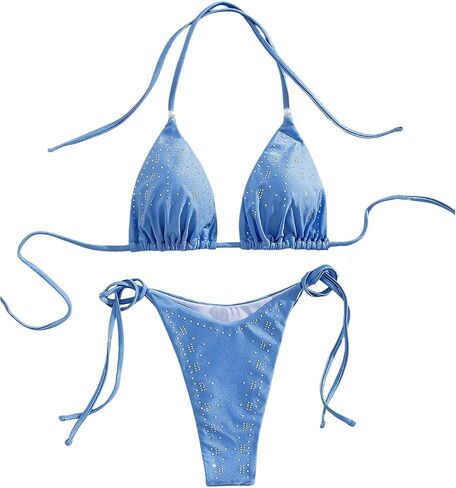 SOLY HUX Women's Bikini Swimwear Summer Beach Vacation Clothes Halter Cheeky Bathing Suits in Saudi Arabia