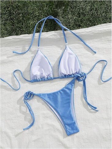 SOLY HUX Women's Bikini Swimwear Summer Beach Vacation Clothes Halter Cheeky Bathing Suits in Saudi Arabia