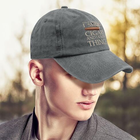 That's What I Do I Smoke Cigars and I Knows Things Hat for Womens Trendy Washed Light Grey in Saudi Arabia