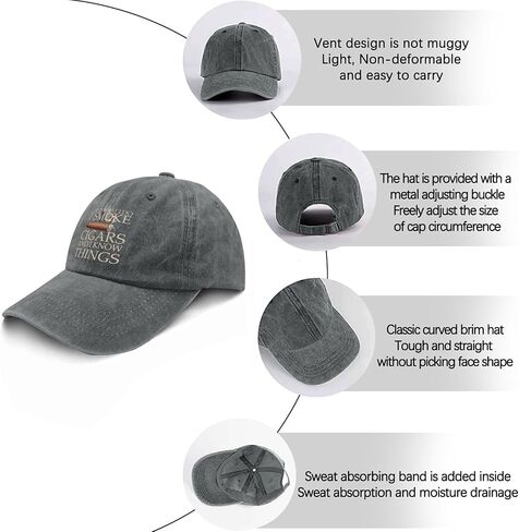 That's What I Do I Smoke Cigars and I Knows Things Hat for Womens Trendy Washed Light Grey in Saudi Arabia