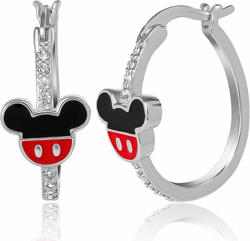 Mickey Mouse and Minnie Mouse Earrings for Women Official License, Hoop Earrings with Cubic Zirconia or Multicolored Crystals in Kuwait