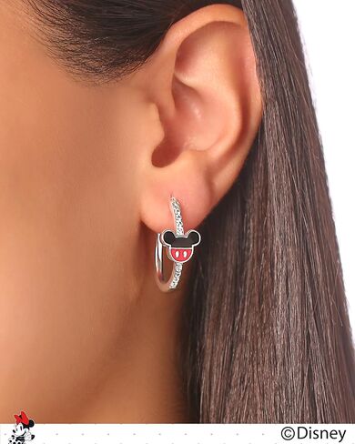 Mickey Mouse and Minnie Mouse Earrings for Women Official License, Hoop Earrings with Cubic Zirconia or Multicolored Crystals in Kuwait