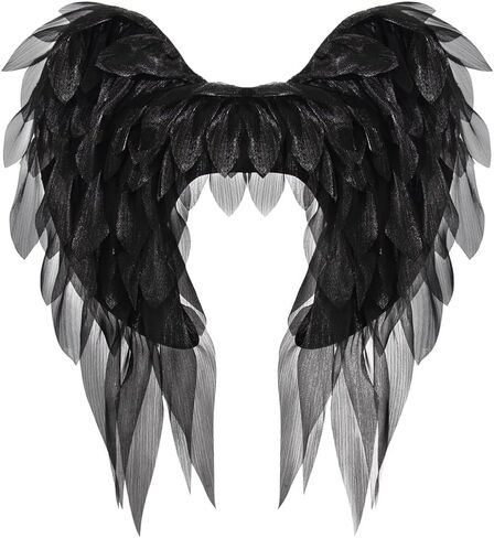 Anbaby Chiffon Angel Wings Costume Compans Compans Black أو White Wings Halloween و Cosplay Props in Kuwait