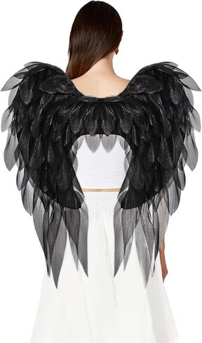 Anbaby Chiffon Angel Wings Costume Compans Compans Black أو White Wings Halloween و Cosplay Props in Kuwait