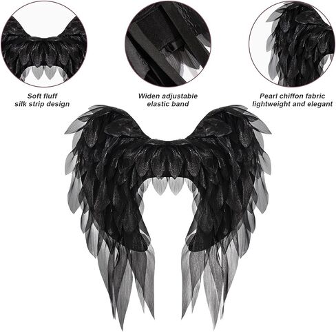 Anbaby Chiffon Angel Wings Costume Compans Compans Black أو White Wings Halloween و Cosplay Props in Kuwait