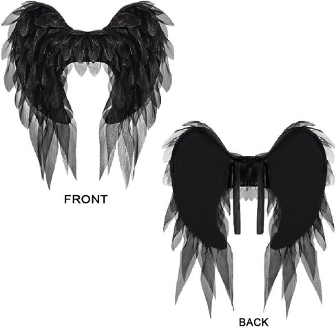 Anbaby Chiffon Angel Wings Costume Compans Compans Black أو White Wings Halloween و Cosplay Props in Kuwait
