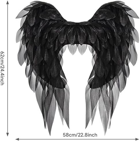 Anbaby Chiffon Angel Wings Costume Compans Compans Black أو White Wings Halloween و Cosplay Props in Kuwait