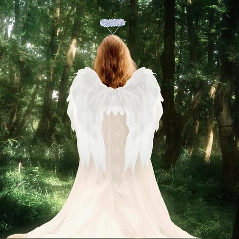 Anbaby Chiffon Angel Wings Costume Compans Compans Black أو White Wings Halloween و Cosplay Props in Kuwait