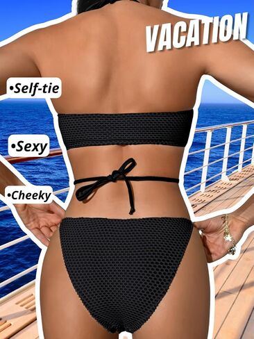 نساء مثير هالة Bandeau مجموعات بيكيني ، o حلقة الشبكة السمكة السمكة بلا حمال in Kuwait