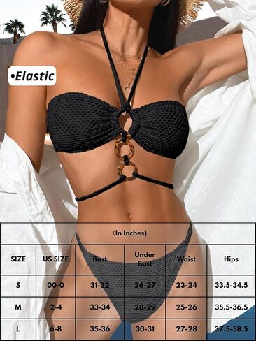 نساء مثير هالة Bandeau مجموعات بيكيني ، o حلقة الشبكة السمكة السمكة بلا حمال in Kuwait