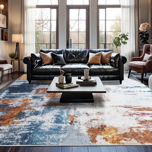 Area Rug 8x10 Washable Rugs Modern Abstract Area Rug Soft Non-Slip Non-Shedding Faux Wool Stain Resistant Floor Carpets for Living Room Bedroom Dining Room Kids Room Home Office (Grey) in Kuwait