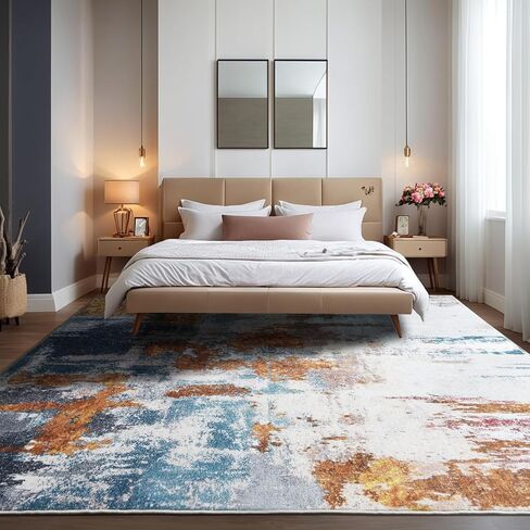 Area Rug 8x10 Washable Rugs Modern Abstract Area Rug Soft Non-Slip Non-Shedding Faux Wool Stain Resistant Floor Carpets for Living Room Bedroom Dining Room Kids Room Home Office (Grey) in Kuwait