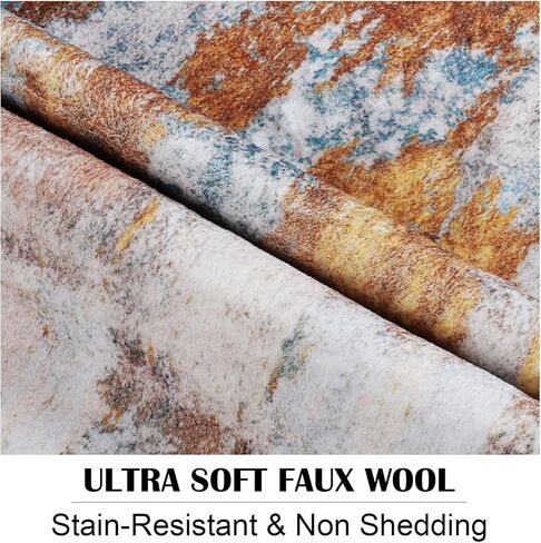 Area Rug 8x10 Washable Rugs Modern Abstract Area Rug Soft Non-Slip Non-Shedding Faux Wool Stain Resistant Floor Carpets for Living Room Bedroom Dining Room Kids Room Home Office (Grey) in Kuwait