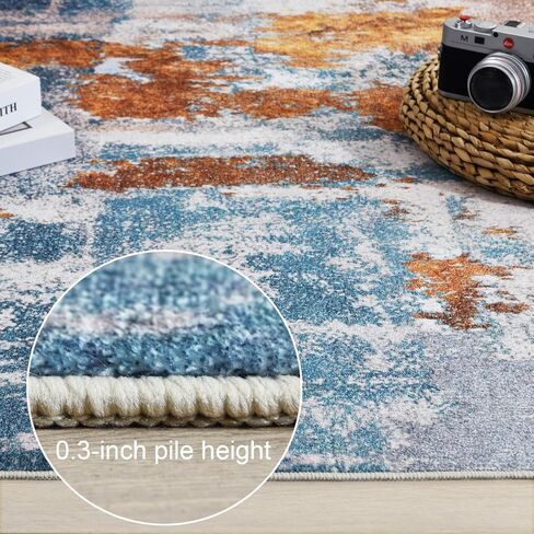 Area Rug 8x10 Washable Rugs Modern Abstract Area Rug Soft Non-Slip Non-Shedding Faux Wool Stain Resistant Floor Carpets for Living Room Bedroom Dining Room Kids Room Home Office (Grey) in Kuwait