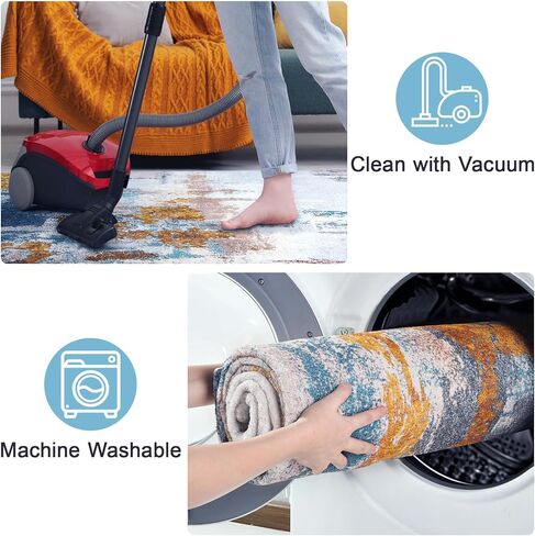 Area Rug 8x10 Washable Rugs Modern Abstract Area Rug Soft Non-Slip Non-Shedding Faux Wool Stain Resistant Floor Carpets for Living Room Bedroom Dining Room Kids Room Home Office (Grey) in Kuwait