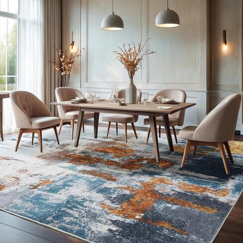 Area Rug 8x10 Washable Rugs Modern Abstract Area Rug Soft Non-Slip Non-Shedding Faux Wool Stain Resistant Floor Carpets for Living Room Bedroom Dining Room Kids Room Home Office (Grey) in Kuwait