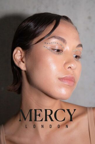 MERCY LONDON Crystal Eyeliner Jewels in Gold and Black Costume Accessories Face Gems Jewels All In One Halloween Headpiece Stick On in Kuwait