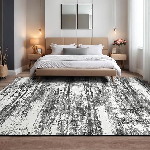 Area Rug 8x10 Washable Rugs Modern Abstract Area Rug Soft Non-Slip Non-Shedding Faux Wool Stain Resistant Floor Carpets for Living Room Bedroom Dining Room Kids Room Home Office (Grey) in Saudi Arabia